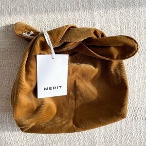 NWT Merit Beauty Signature Makeup Bag Corduroy Tie Top